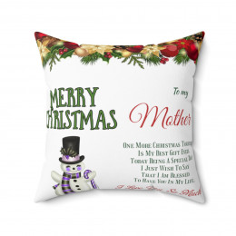 Spun Polyester Square Pillow Merry Christmas to my Mother