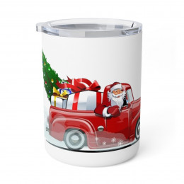 Insulated Coffee Mug, 10oz Santa Trucker