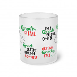 Frosted Glass Mug Grinch