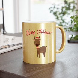 Metallic Mug (Silver\Gold)Reindeer merry Christmas