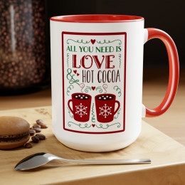 Two-Tone Coffee Mugs, 15oz Love hot cocoa
